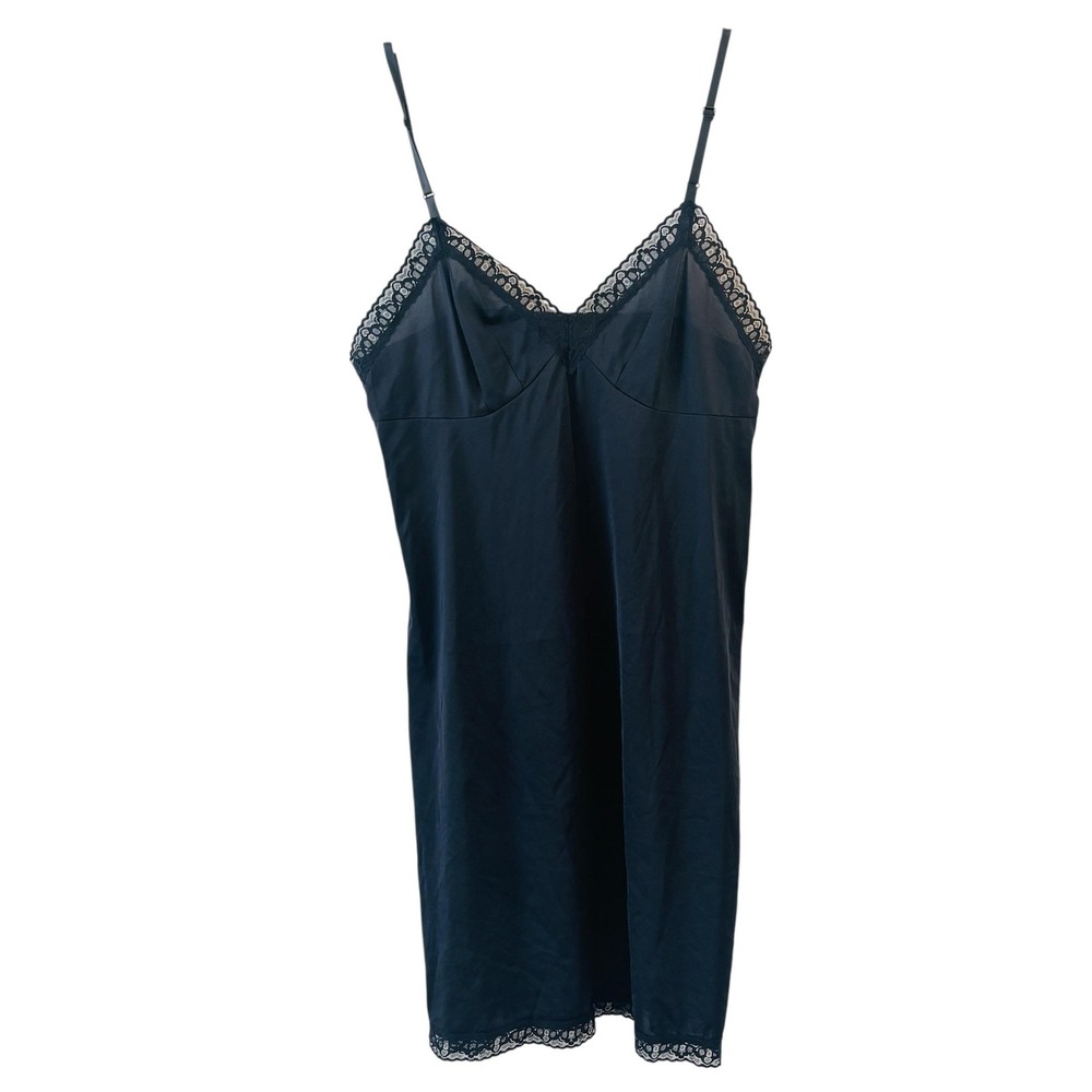 Vintage Vanity Fair Babydoll Slip Dress Size M Lace Trim Chemise Festival